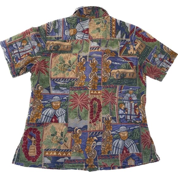 Tori Richard Honolulu Hawaiian Shirt Women's Small Multicolor Floral Palm Church - Picture 2 of 8